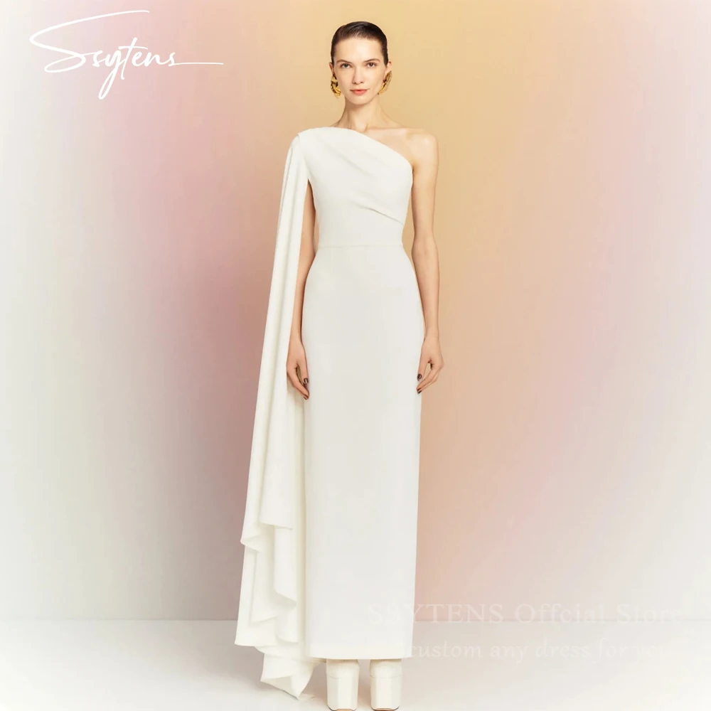 SSYTENS One Shoulder Mermaid Satin Evening Dresses With Long Cape Sleeve Back Slit Prom Gown For Women Party Dresses Customized 
SSYTENS One Shoulder Mermaid Satin Evening Dresses With Long Cape Sleeve Back Slit Prom Gown For Women Party Dresses Customized