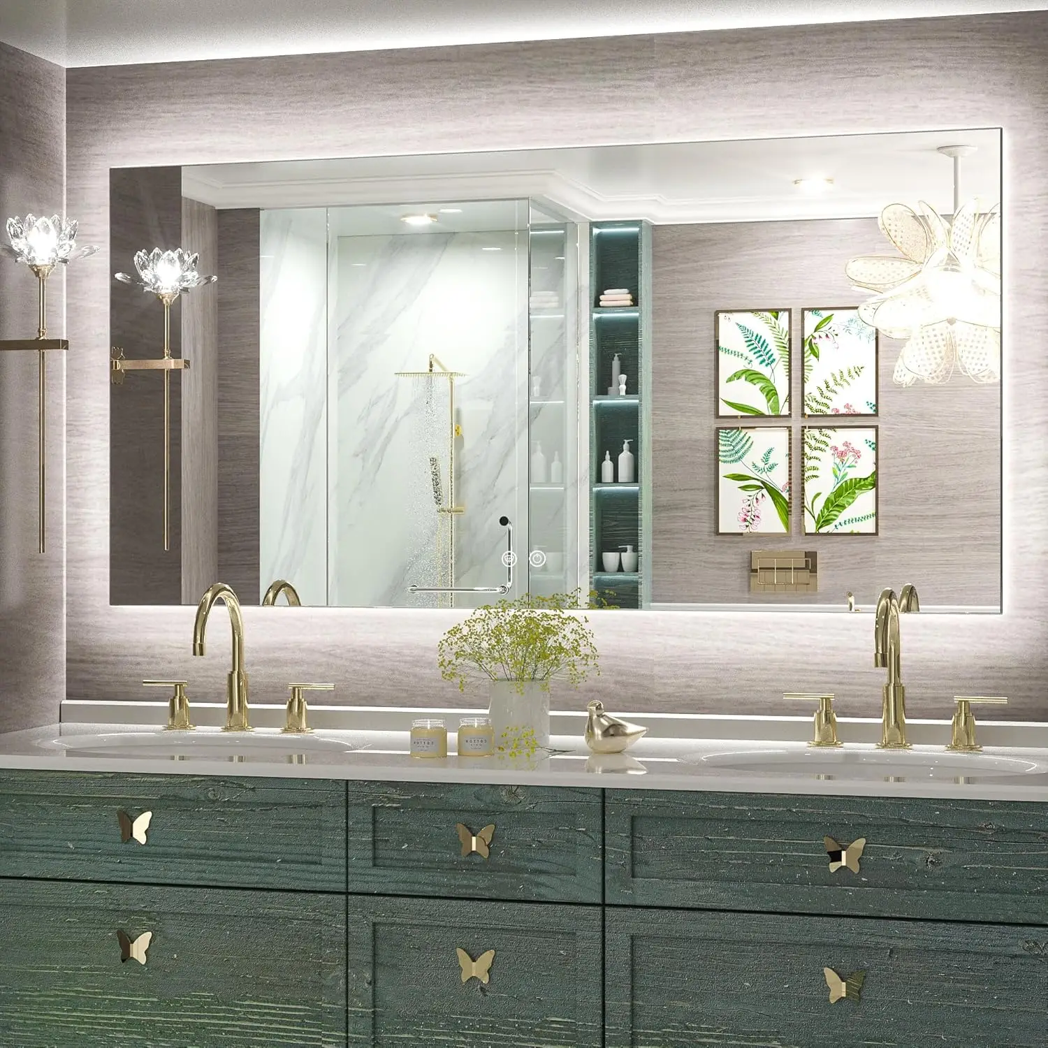 47.8x24 Inch LED Bathroom Mirror with Backlit, Dimmable, Anti-Fog, CRI90+, UL Listed
47.8x24 Inch LED Bathroom Mirror with Backlit, Dimmable, Anti-Fog, CRI90+, UL Listed