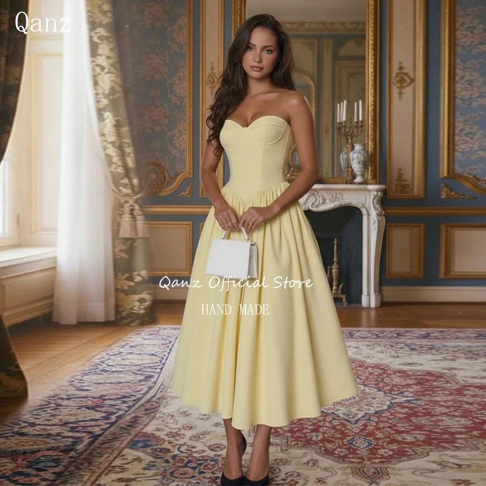 Qanz Classic Yellow Prom Dress Sweetheart A Line Backless Vestidos De Fiesta Elegantes Tea Length Evening Dresses Customized
Qanz Classic Yellow Prom Dress Sweetheart A Line Backless Vestidos De Fiesta Elegantes Tea Length Evening Dresses Customized