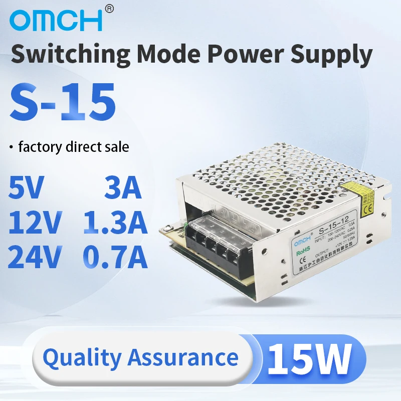 OMCH 15W 25W Switching Power Supply S-15 S-25 Single Output Overload Protection Adjustable AC DC Converter 5V 12V 24V
OMCH 15W 25W Switching Power Supply S-15 S-25 Single Output Overload Protection Adjustable AC DC Converter 5V 12V 24V
