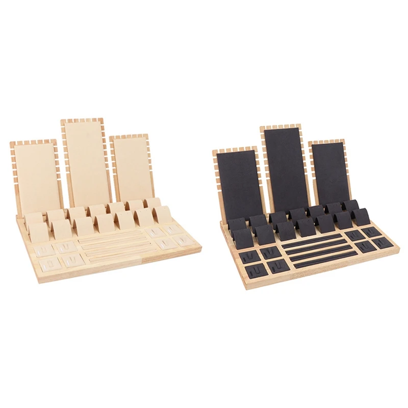 2X Wooden Velvet Jewelry Display Earring Display Stand Ear Stud Earrings Holder Rack Storage Case,Beige & Black
2X Wooden Velvet Jewelry Display Earring Display Stand Ear Stud Earrings Holder Rack Storage Case,Beige & Black