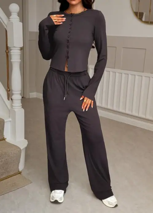 Two Piece Set Women Outfit 2026 Spring Autumn New Solid Color Round Neck Long Sleeve Crop Top & Casual Daily Pants Set
Two Piece Set Women Outfit 2026 Spring Autumn New Solid Color Round Neck Long Sleeve Crop Top & Casual Daily Pants Set