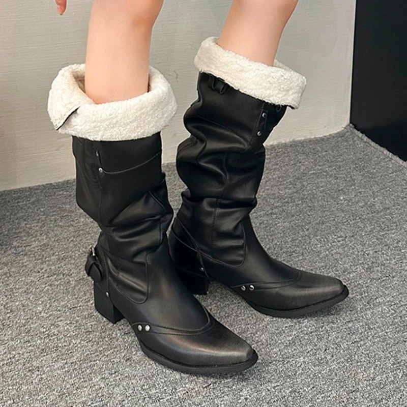 Fur Women Knee High Snow Boots Sexy High Heels Pointed Toe Shoes Winter Warm Short Plush Long Boots 2025 Designer Leather Shoes
Fur Women Knee High Snow Boots Sexy High Heels Pointed Toe Shoes Winter Warm Short Plush Long Boots 2025 Designer Leather Shoes
