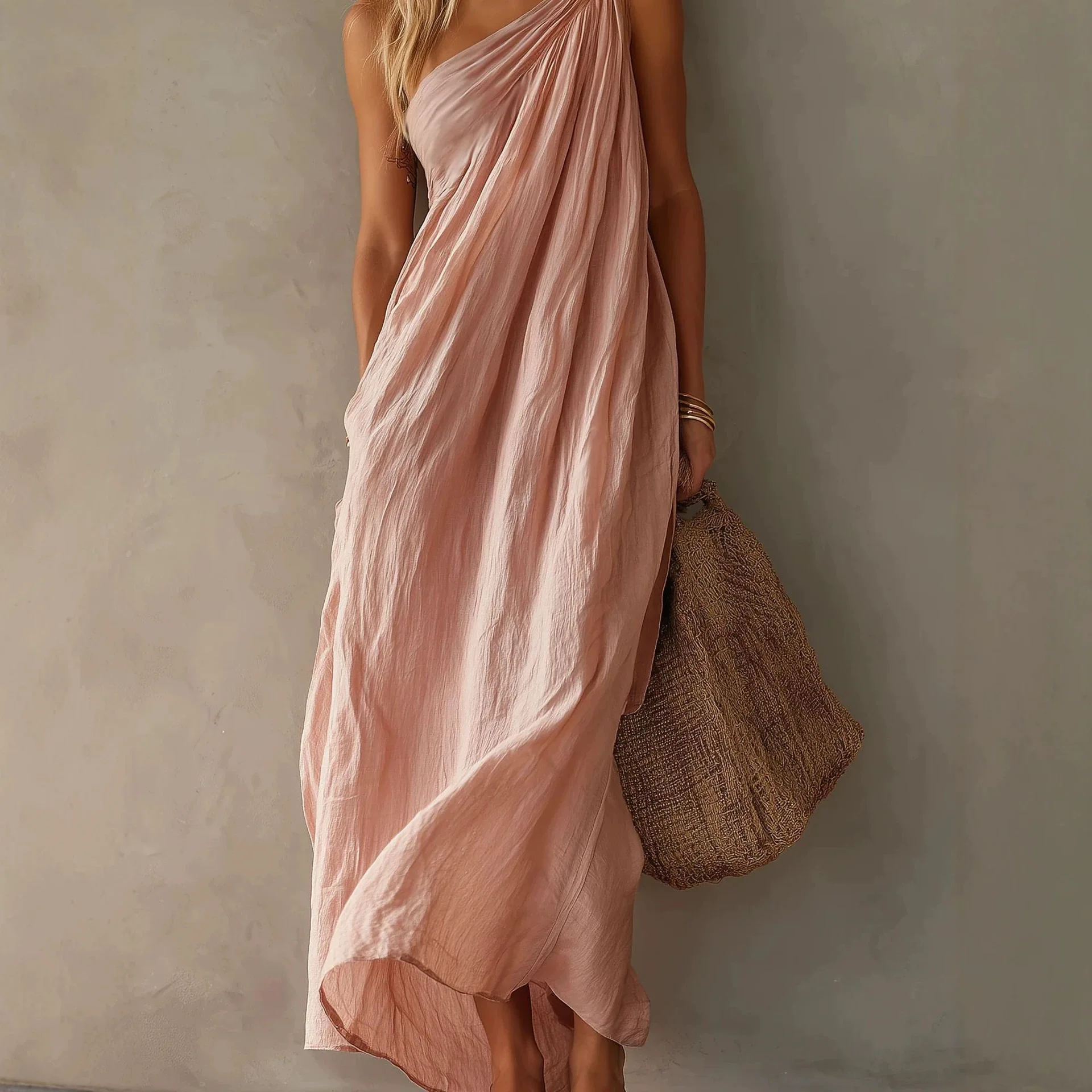 New Fashion Slanted Shoulder Casual Short-sleeved Women Dress Summer Loose Retro Female Backless Dress 2026
New Fashion Slanted Shoulder Casual Short-sleeved Women Dress Summer Loose Retro Female Backless Dress 2026