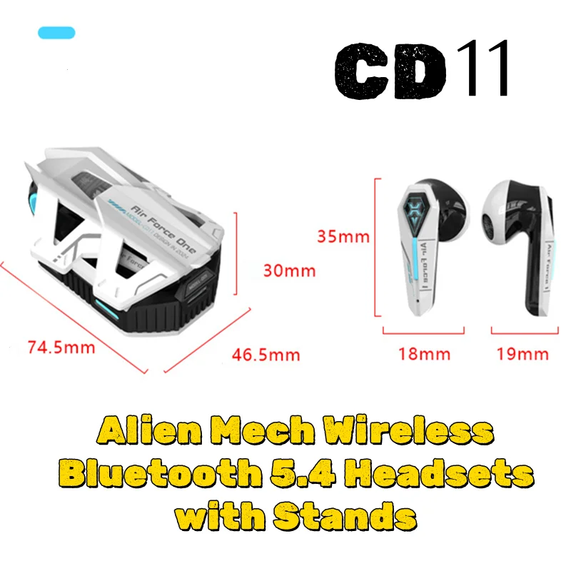 CD11 Alien Mech Беспроводные Bluetooth 5.4 гарнитуры с подставками Universe Mecha Style Портативная электроника-вкладыши асимметричной формы
CD11 Alien Mech Беспроводные Bluetooth 5.4 гарнитуры с подставками Universe Mecha Style Портативная электроника-вкладыши асимметричной формы