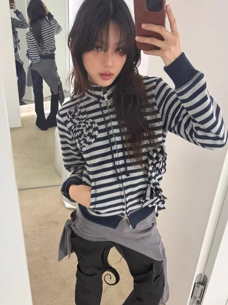 Korean Sle Open YY 3D Rose Flower Striped Double Zipper Color Blo Versatile Lazy Women's ort Jaet Korean Version
Korean Sle Open YY 3D Rose Flower Striped Double Zipper Color Blo Versatile Lazy Women's ort Jaet Korean Version
