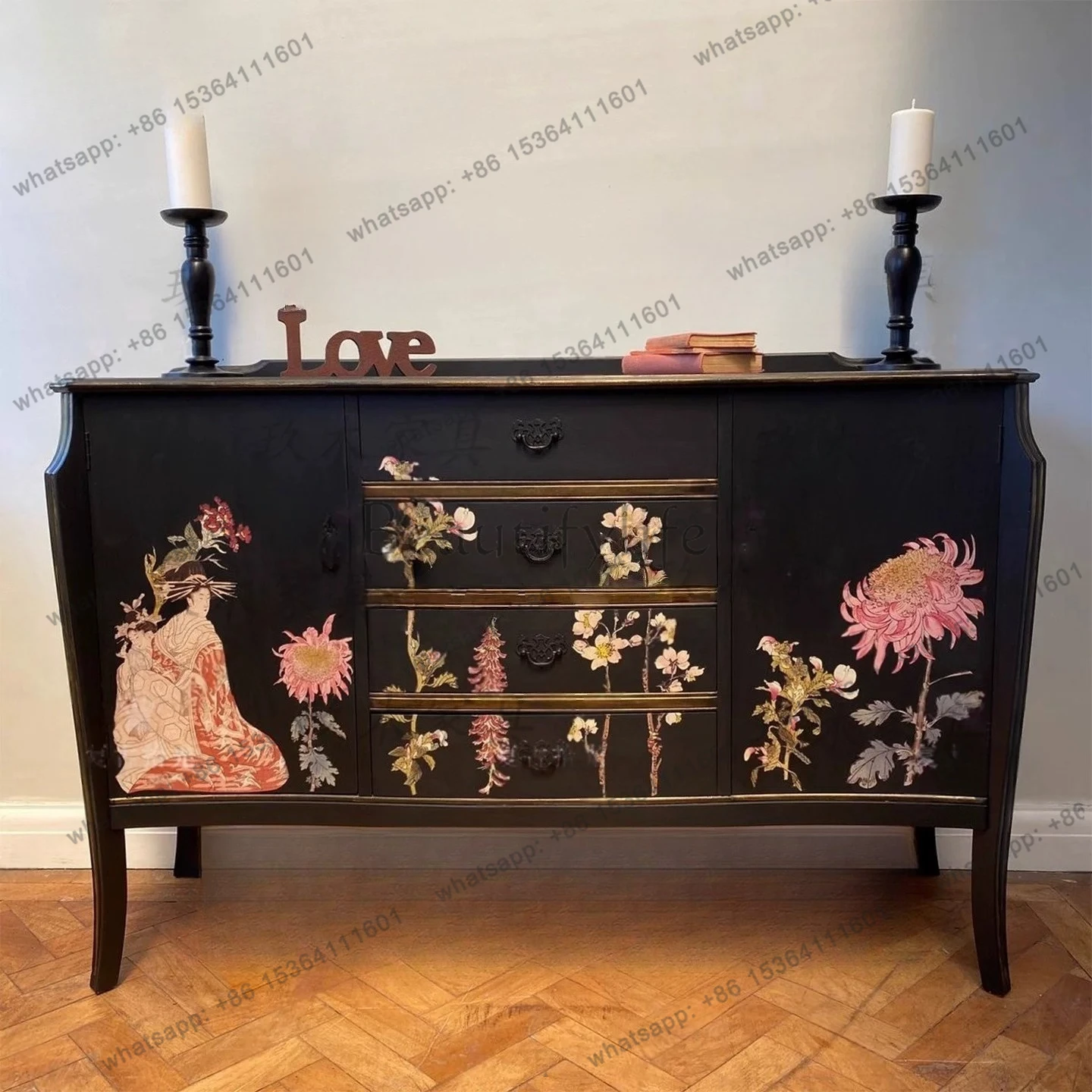 French retro solid wood hand-painted entrance cabinet Chinese style living room wall storage cabinet
French retro solid wood hand-painted entrance cabinet Chinese style living room wall storage cabinet