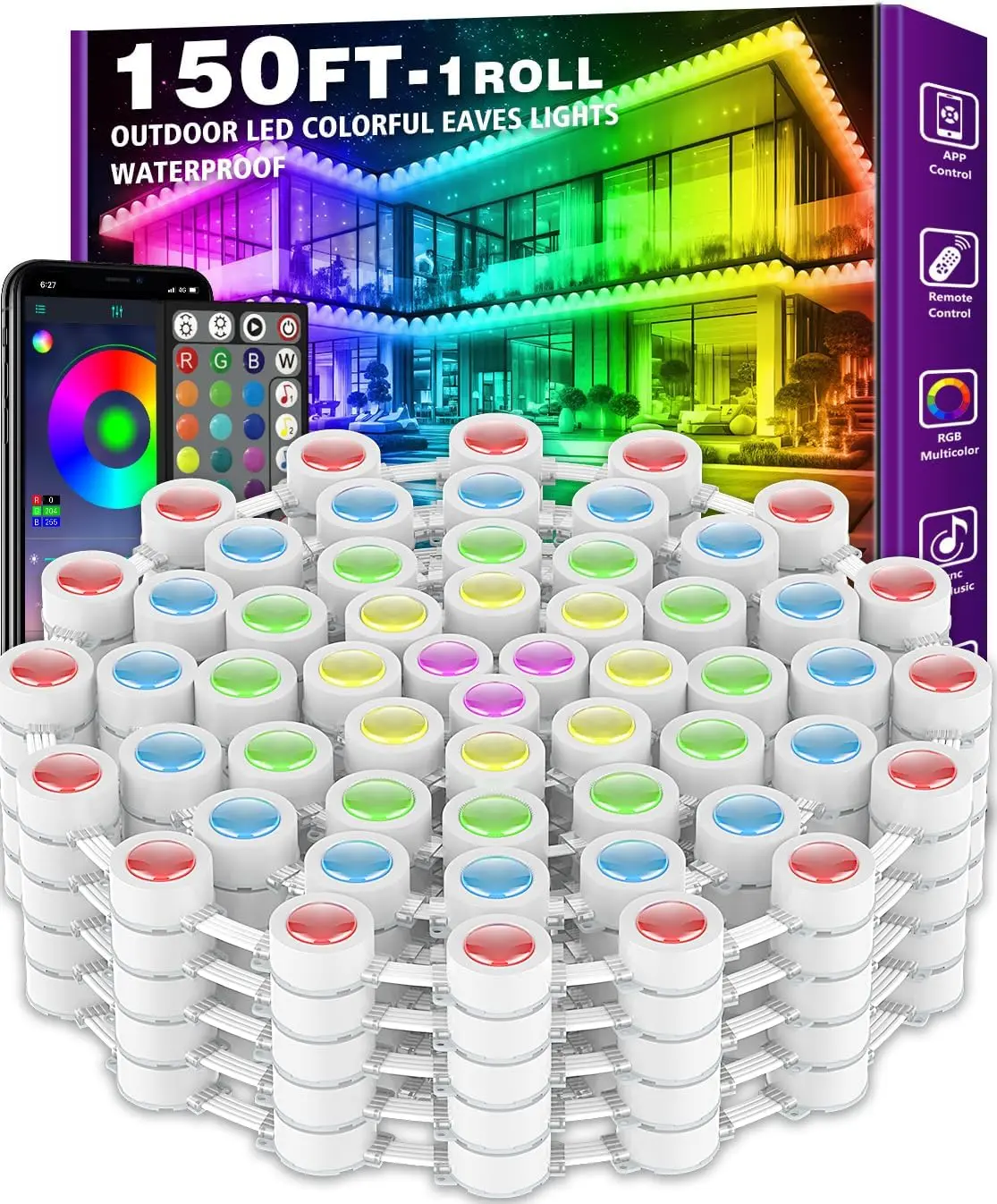150FT Outdoor RGB Lights IP67 Waterproof Smart App Control for Garden Deck Christmas Decor
150FT Outdoor RGB Lights IP67 Waterproof Smart App Control for Garden Deck Christmas Decor