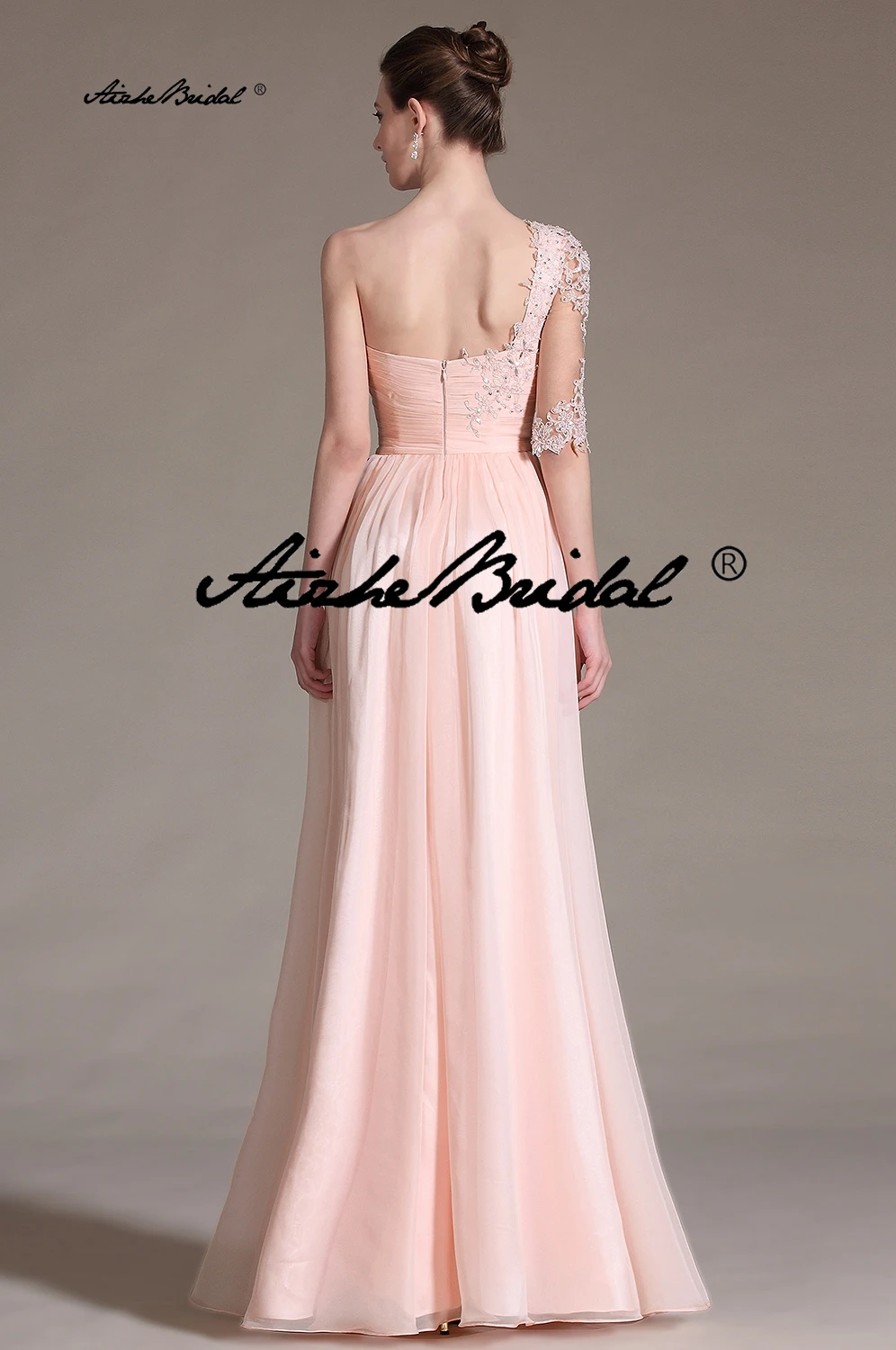 Вечерние платья на одно плечо с половиной рукавом и высоким разрезом, аппликация из бисера, платье для выпускного вечера 
Вечерние платья на одно плечо с половиной рукавом и высоким разрезом, аппликация из бисера, платье для выпускного вечера