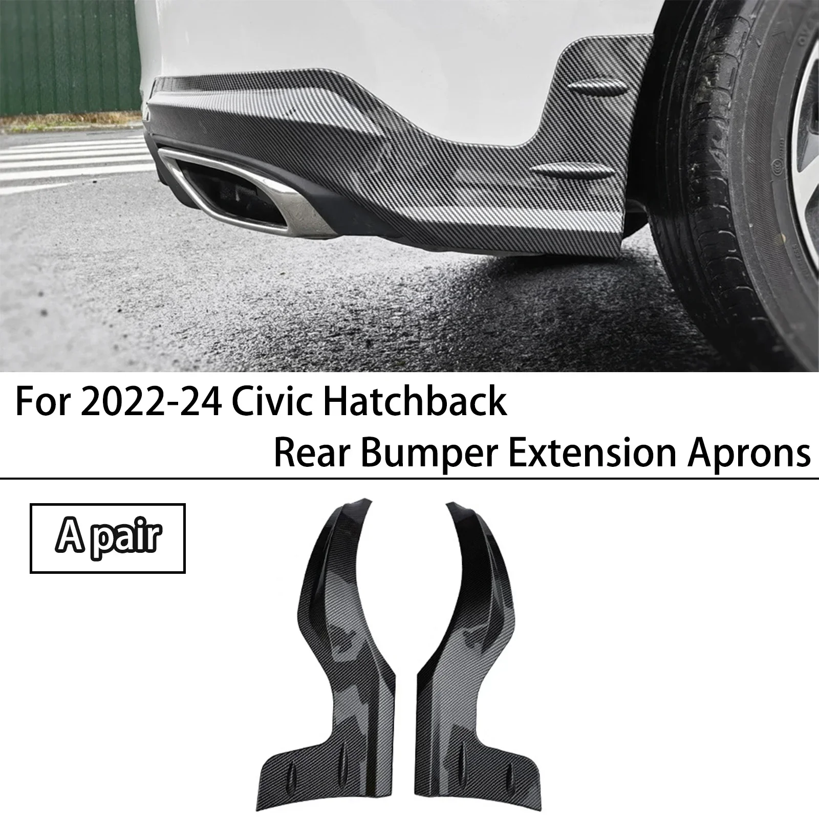 For 2022-2024 11th Gen Honda Civic Hatchback Rear Bumper Extension Aprons Side Splitter Protector Glossy Black Carbon Fiber Look
For 2022-2024 11th Gen Honda Civic Hatchback Rear Bumper Extension Aprons Side Splitter Protector Glossy Black Carbon Fiber Look