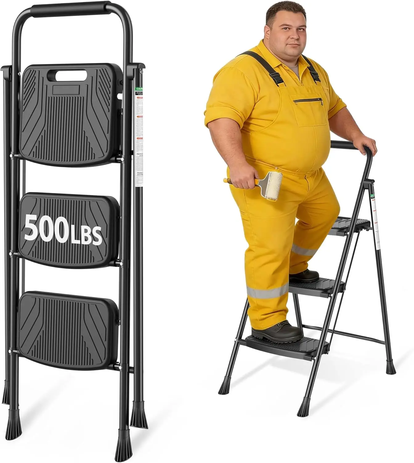 3 Step Ladder Folding Step Stool with Wide Anti-Slip Pedal and Handrail Safe-Lock Design Lightweight 500lbs Load Sturdy Steel La
3 Step Ladder Folding Step Stool with Wide Anti-Slip Pedal and Handrail Safe-Lock Design Lightweight 500lbs Load Sturdy Steel La