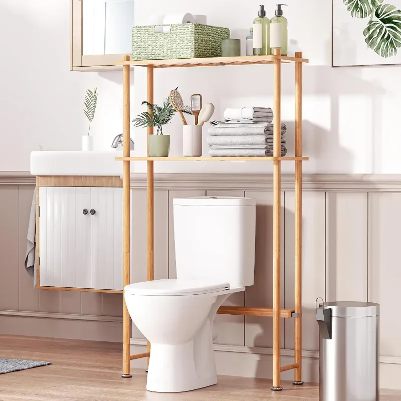 Bamboo Over The Toilet Storage Shelf, 2-Tier Over Toilet Organizer Rack, Freestanding Above Toilet Shelf for Bathroom, Laundry
Bamboo Over The Toilet Storage Shelf, 2-Tier Over Toilet Organizer Rack, Freestanding Above Toilet Shelf for Bathroom, Laundry