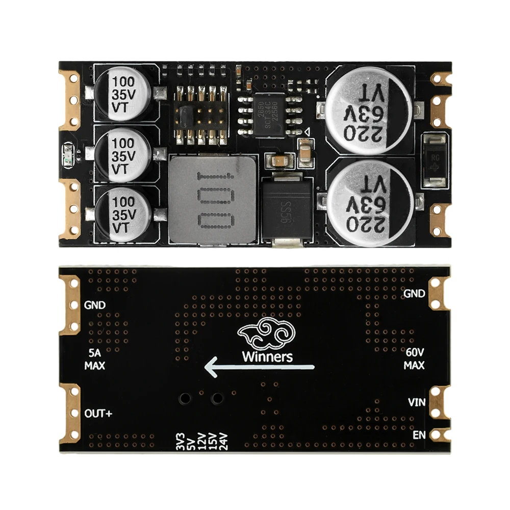 DC-DC Step-Down Power Module 5-55V Input to 3.3V/5V/12V/15V/24V 5A Output Buck Converter with SMD Plug-in Leads
DC-DC Step-Down Power Module 5-55V Input to 3.3V/5V/12V/15V/24V 5A Output Buck Converter with SMD Plug-in Leads
