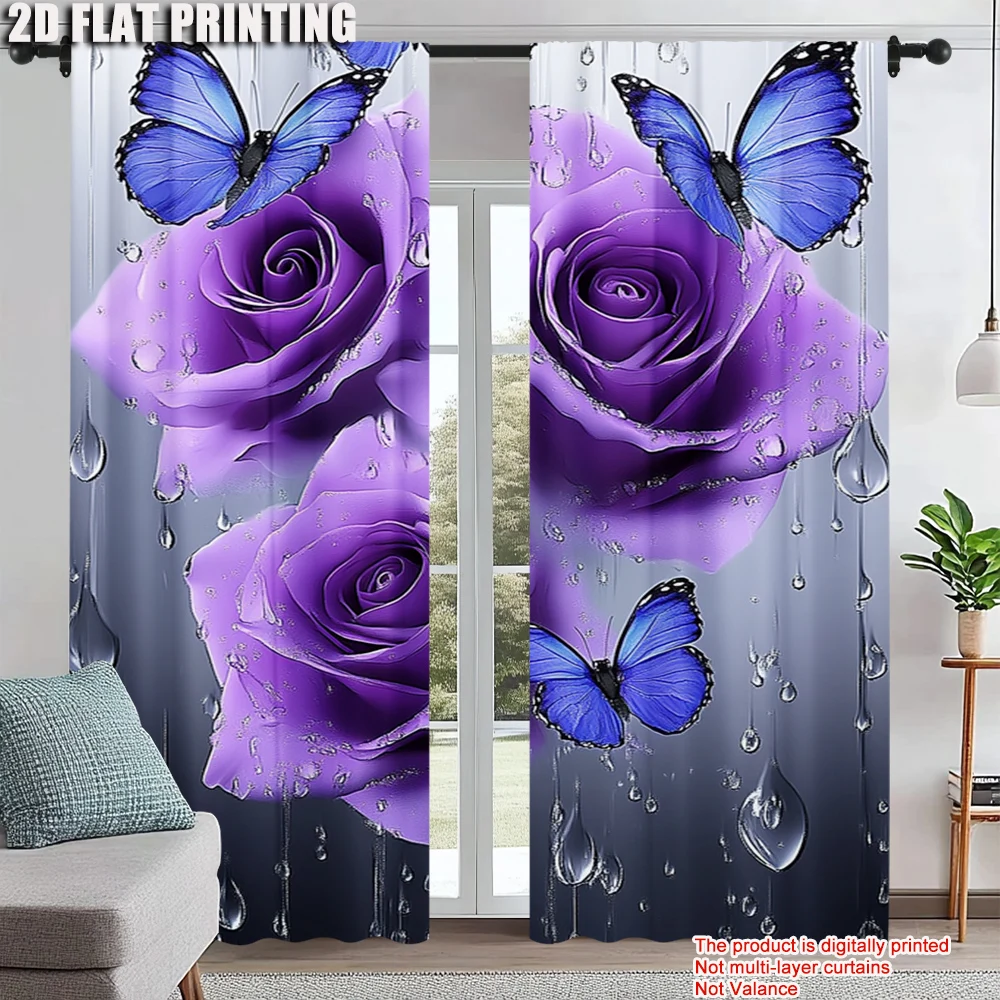 2Pcs Purple Rose Floral Print Curtains Artistic Decor For Bedroom And Living Room Polyester Rod Hole Machine Washable
2Pcs Purple Rose Floral Print Curtains Artistic Decor For Bedroom And Living Room Polyester Rod Hole Machine Washable
