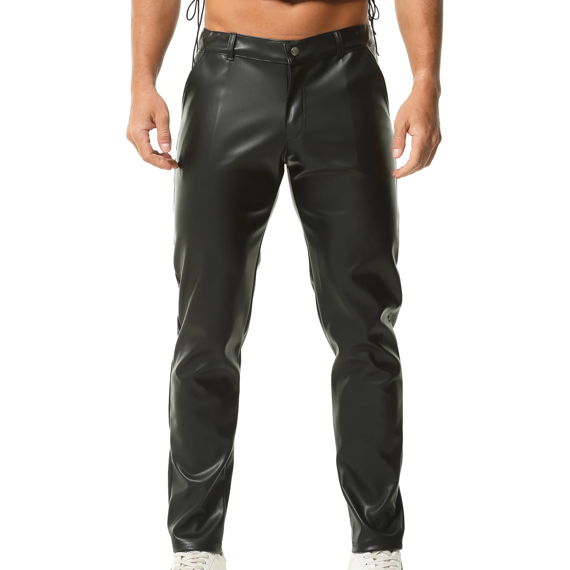 Black Fashion Mens Umbilical PU Leather Top Side Strap Button Design New Shirt Men Leisure Club Party Clothing Glossy Pants Set
Black Fashion Mens Umbilical PU Leather Top Side Strap Button Design New Shirt Men Leisure Club Party Clothing Glossy Pants Set
