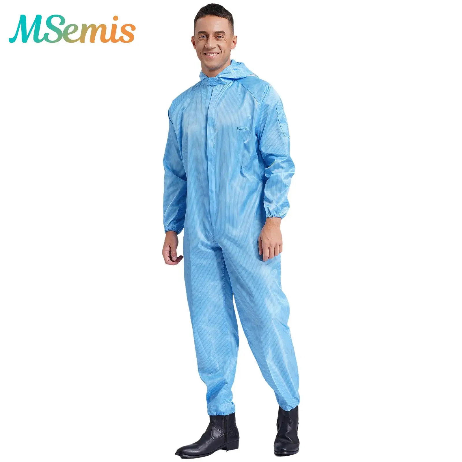 Mens Anti-Static Dustproof Hooded Coverall Jumpsuit Front Zipper Full-body Cover Jumpsuit Overalls Workshop Spray Paint Costume
Mens Anti-Static Dustproof Hooded Coverall Jumpsuit Front Zipper Full-body Cover Jumpsuit Overalls Workshop Spray Paint Costume