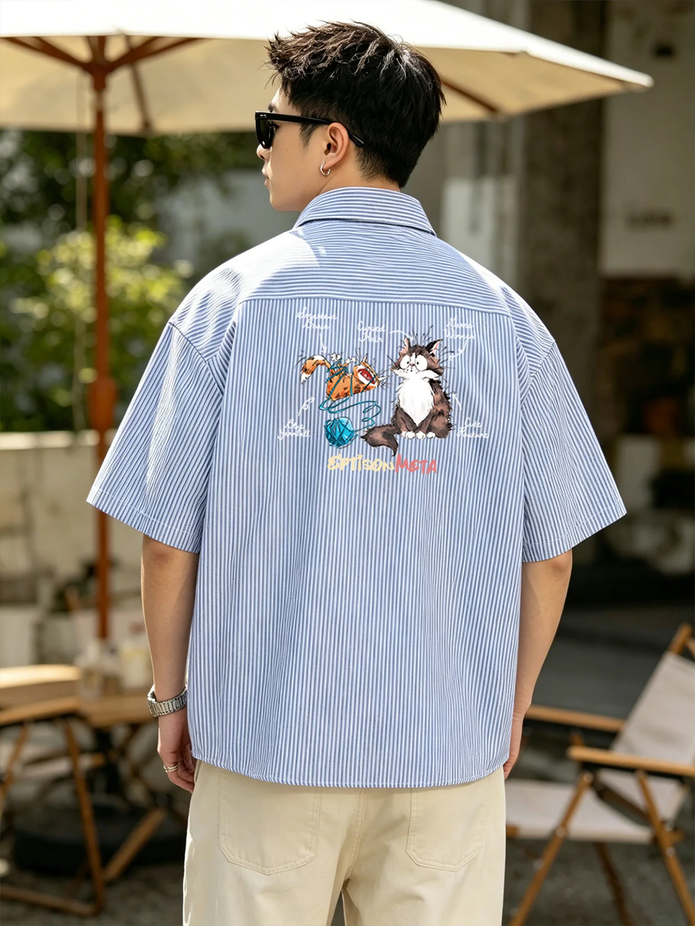 Summer New Trendy Men's Casual Fun Simple Cartoon Back Pattern Short Sleeve Striped Shirt
Summer New Trendy Men's Casual Fun Simple Cartoon Back Pattern Short Sleeve Striped Shirt