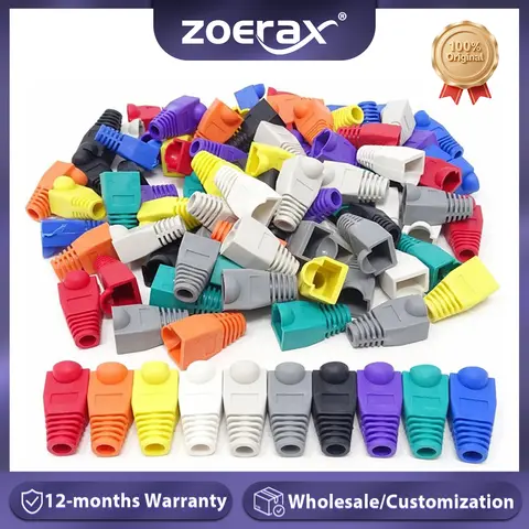 ZoeRax 100 Pack RJ45 CAT6 CAT6E CAT5 CAT5E Ethernet Network Cable Strain Relief Boots Cable Connector Plug Cover (OD 6.0mm)
