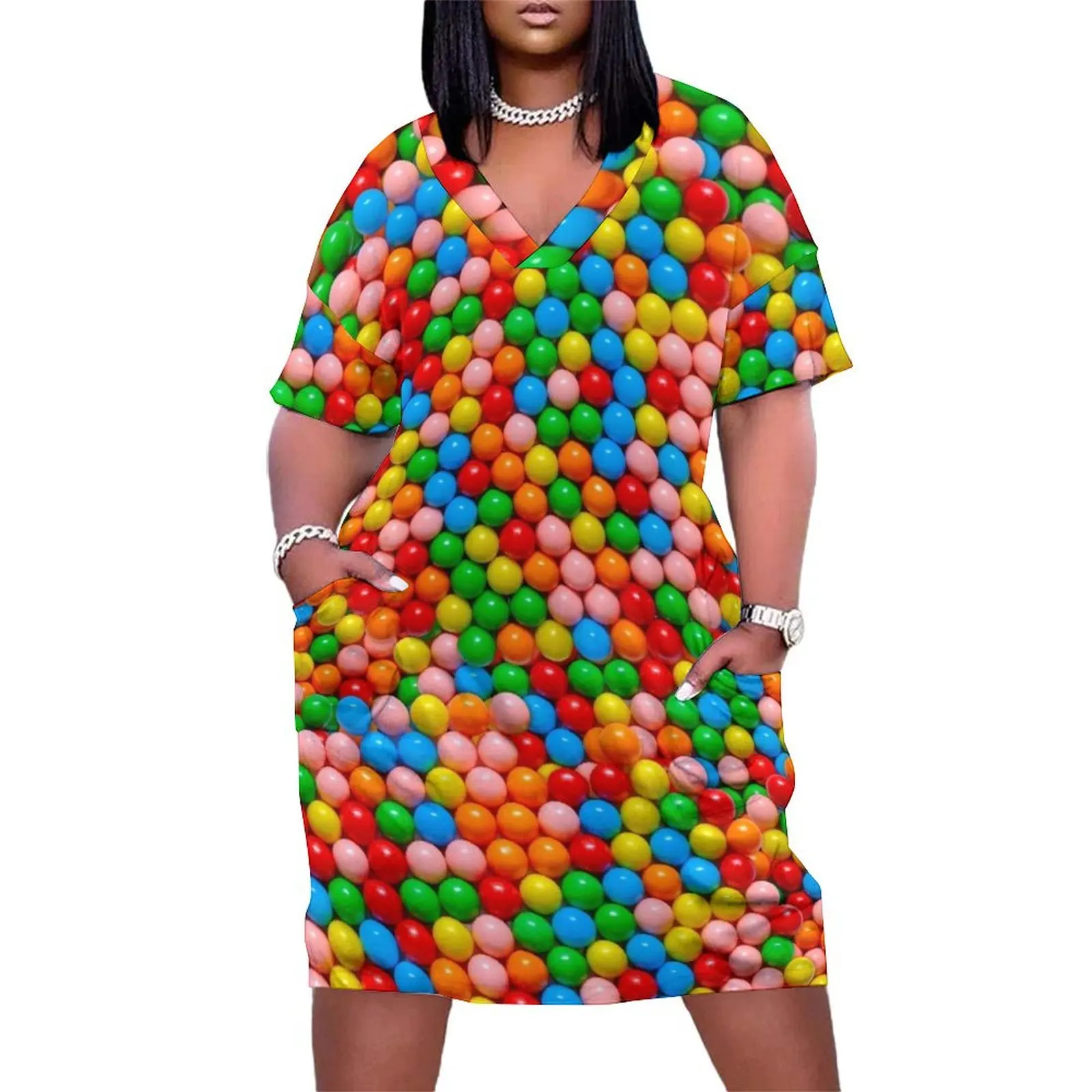 Mini Gumball Real Candy Photo Pattern Loose Pocket Dress Clothing female summer dress
Mini Gumball Real Candy Photo Pattern Loose Pocket Dress Clothing female summer dress