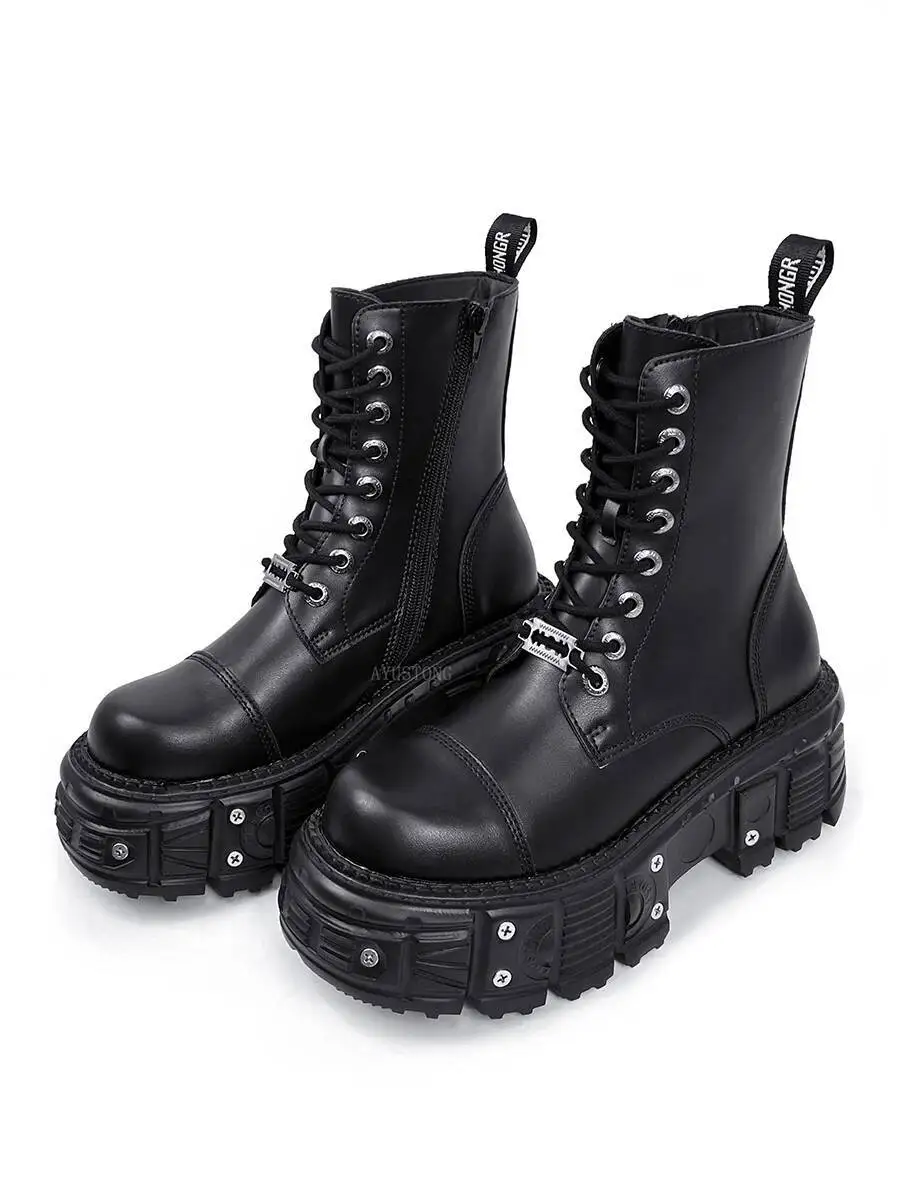 New Punk Women Platform Ankle Boots Female's Rock Round Toe Lace Up Fashion Retro Chunky Shoes Metal Decor Short Boots
New Punk Women Platform Ankle Boots Female's Rock Round Toe Lace Up Fashion Retro Chunky Shoes Metal Decor Short Boots