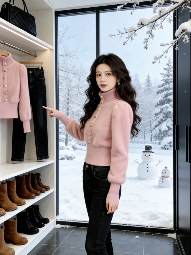 Unique Beautiful Korean Sle Winter Faion ort Knitted Pink Sweater Inner Wear Top Ele Luxury Casual Women's Clothes
Unique Beautiful Korean Sle Winter Faion ort Knitted Pink Sweater Inner Wear Top Ele Luxury Casual Women's Clothes