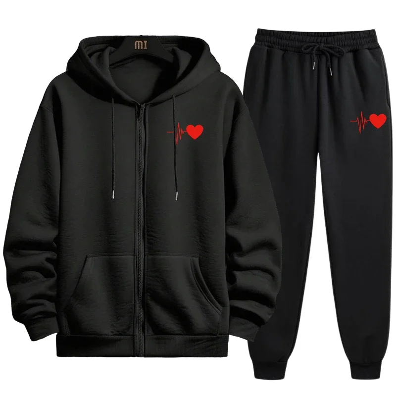 Casual Sporty Hooded Zipper Hoodies with Jogger Pants Urban Fashion Sweatshirt Red Heart Print Autumn Winter Women Tracksuit Set
Casual Sporty Hooded Zipper Hoodies with Jogger Pants Urban Fashion Sweatshirt Red Heart Print Autumn Winter Women Tracksuit Set