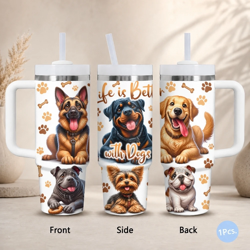 Life’s Better With Dogs Vacuum Flasks 40oz Thermal Stainless Steel Tumbler with Handle Straw Leakproof Mug
Life’s Better With Dogs Vacuum Flasks 40oz Thermal Stainless Steel Tumbler with Handle Straw Leakproof Mug