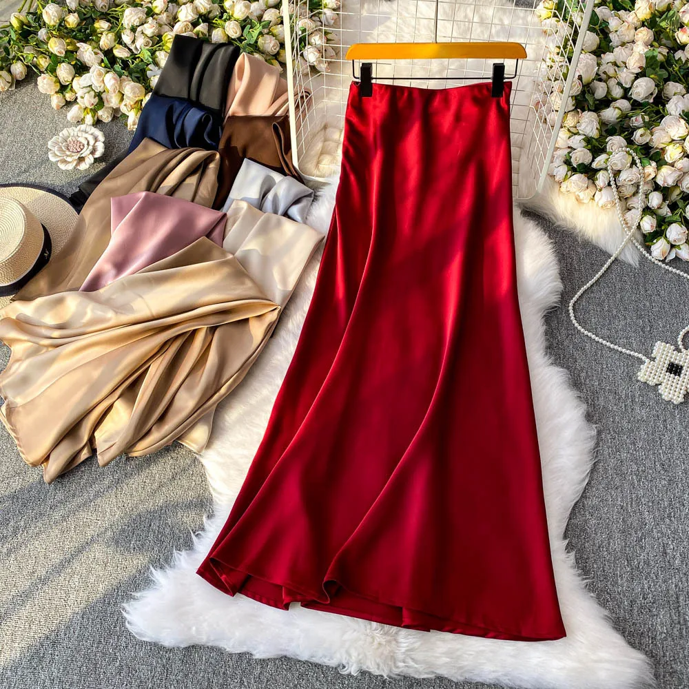 New In Satin Long Skirts Women 2026 Spring Summer Elegant Fashion High Waist Solid Color Trumpet Skirt
New In Satin Long Skirts Women 2026 Spring Summer Elegant Fashion High Waist Solid Color Trumpet Skirt