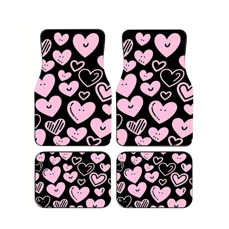 Black Pink Heart Pattern Car Floor Mats 4pcs Sweet Girly Style Universal Non-slip Auto Foot Mats Anti-dirt Interior Carpet
Black Pink Heart Pattern Car Floor Mats 4pcs Sweet Girly Style Universal Non-slip Auto Foot Mats Anti-dirt Interior Carpet