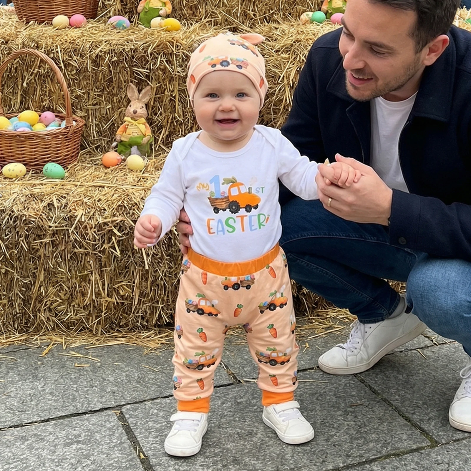 Baby Boy Easter Outfit Carrot Truck Long Sleeve Romper Pants and Hat 3 Piece Spring Set
Baby Boy Easter Outfit Carrot Truck Long Sleeve Romper Pants and Hat 3 Piece Spring Set