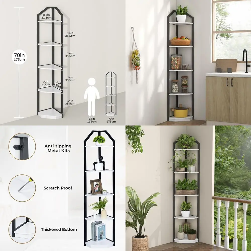 5-Tier Bookshelf Plant Stand, 70 Tall, Storage and Display Rack for Home Office, Living Room, Kitchen, White
5-Tier Bookshelf Plant Stand, 70 Tall, Storage and Display Rack for Home Office, Living Room, Kitchen, White