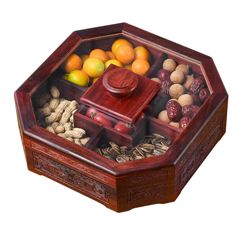 Mahogany solid wood fruit plate Chinese classical dried fruit household snack box living room with lid candy
Mahogany solid wood fruit plate Chinese classical dried fruit household snack box living room with lid candy