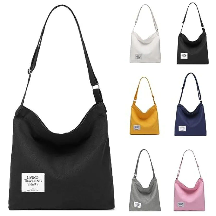 Women Large Canvas Handbags, Ladies Casual Retro Crossbody Shoulder Tote Bag, Adjustable Strap and Zipper Closure Black
Women Large Canvas Handbags, Ladies Casual Retro Crossbody Shoulder Tote Bag, Adjustable Strap and Zipper Closure Black