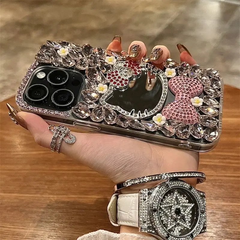 Kawaii Hello Kitty Phone Case Y2k Diamond Studded Makeup Mirror for Apple 16 Promax Phone Case IPhone 15 Women's Girl Gifts Toys
Kawaii Hello Kitty Phone Case Y2k Diamond Studded Makeup Mirror for Apple 16 Promax Phone Case IPhone 15 Women's Girl Gifts Toys