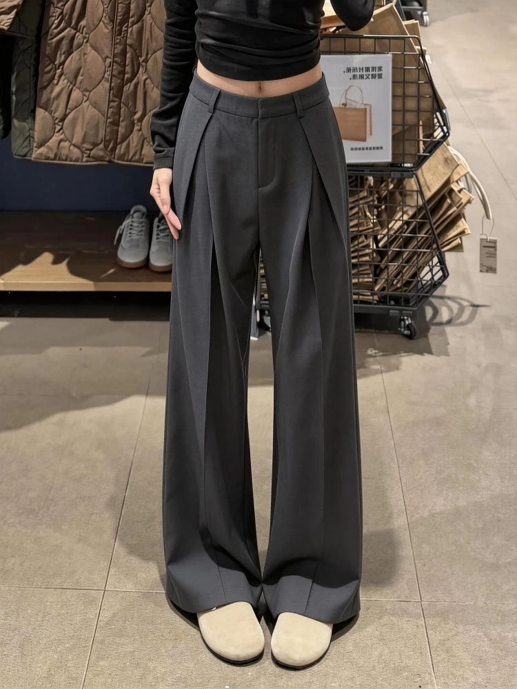 American Style Loose Grey Wide Leg Pants Women Summer Casual High Waist Small Size Drapey Floor Length Trousers
American Style Loose Grey Wide Leg Pants Women Summer Casual High Waist Small Size Drapey Floor Length Trousers