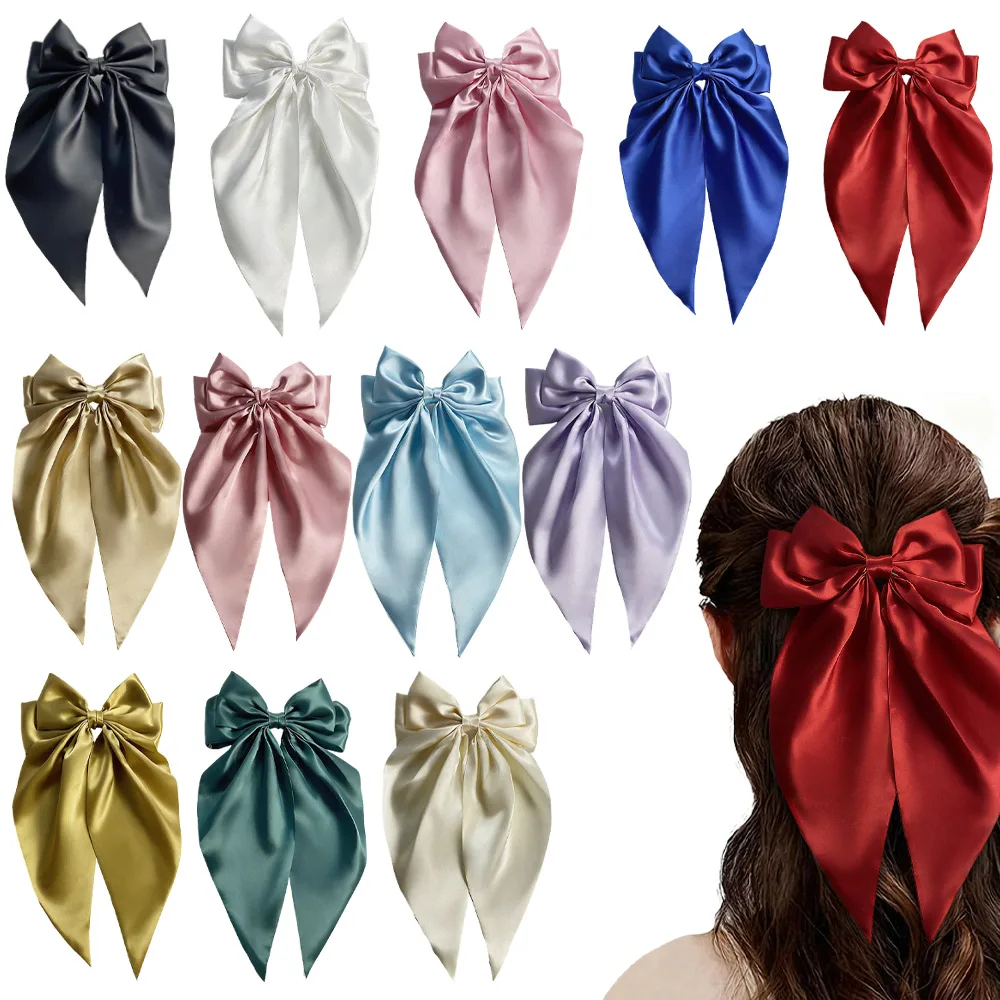 6pcs Solid Color Bow Hair Clip, Large Size Women's Long Flowing Ribbon Spring Hair Clip, Suitable for Travel and Photoshoots
6pcs Solid Color Bow Hair Clip, Large Size Women's Long Flowing Ribbon Spring Hair Clip, Suitable for Travel and Photoshoots