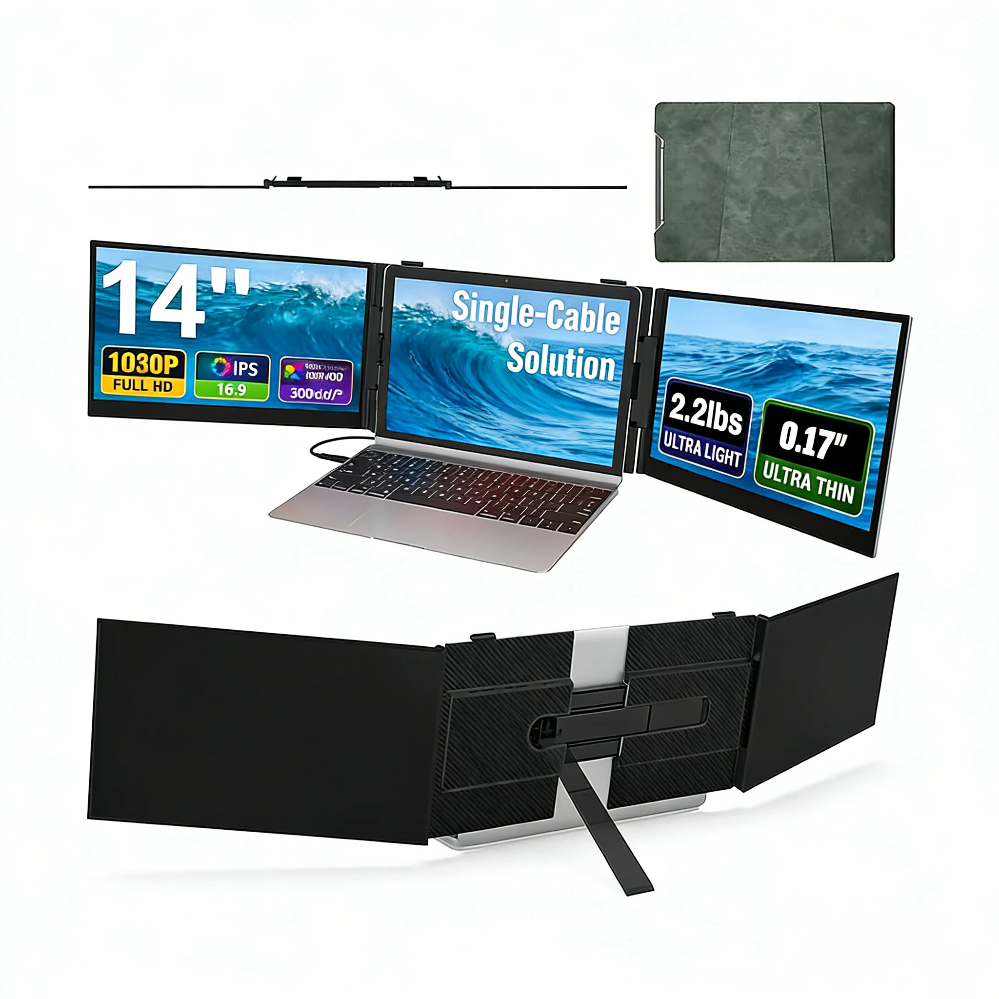 Dual Screen Portable Monitor S8 Ultra,14'' Triple Laptop Screen Extender,0.17'' Ultra-Slim Portable Monitor for Laptop
Dual Screen Portable Monitor S8 Ultra,14'' Triple Laptop Screen Extender,0.17'' Ultra-Slim Portable Monitor for Laptop