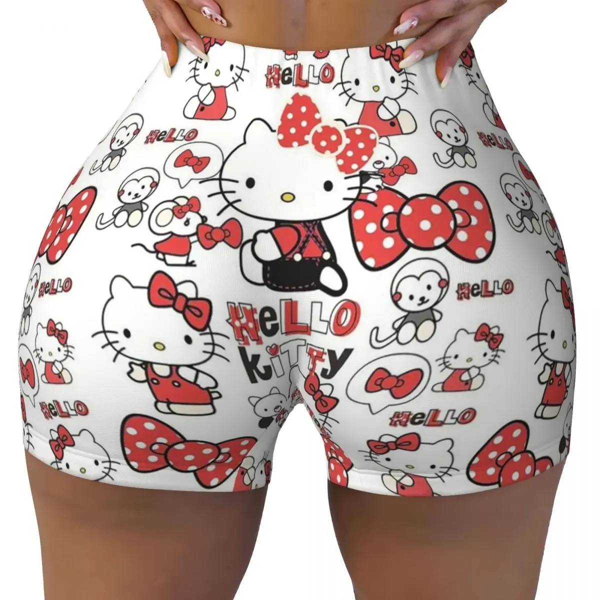 Пользовательские комбинированные шорты Hello Kitty для тренировок, женские шорты для бега в тренажерном зале, байкерские шорты для йоги
Пользовательские комбинированные шорты Hello Kitty для тренировок, женские шорты для бега в тренажерном зале, байкерские шорты для йоги