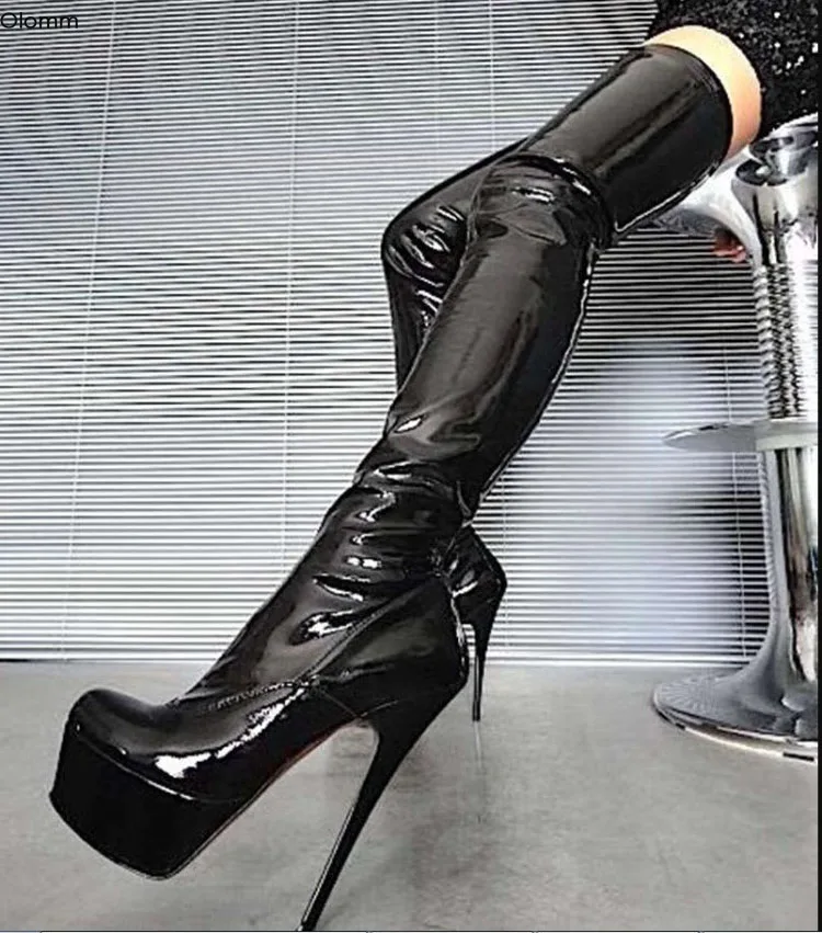 Olomm Women Platform Thigh High Flexible Boots Stiletto High Heel Boots Round Toe Black Night Club Shoes Women Plus US Size 5-15
Olomm Women Platform Thigh High Flexible Boots Stiletto High Heel Boots Round Toe Black Night Club Shoes Women Plus US Size 5-15