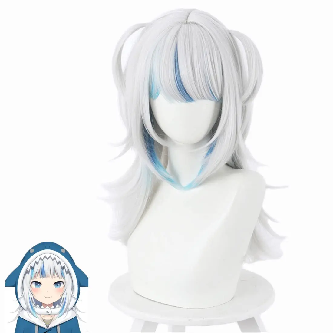 Hololive EN Anime Gawr Gura Cosplay Wig Blue Streak In Silver Hair With Bangs 2Ponytails Heat Resistant Synthetic Hair
Hololive EN Anime Gawr Gura Cosplay Wig Blue Streak In Silver Hair With Bangs 2Ponytails Heat Resistant Synthetic Hair