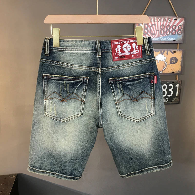 Summer Vintage Blue Slightly Stretchy Denim Shorts for Men - Heavyweight Washed Motorcycle Distressed Mid-Length Casual American
Summer Vintage Blue Slightly Stretchy Denim Shorts for Men - Heavyweight Washed Motorcycle Distressed Mid-Length Casual American