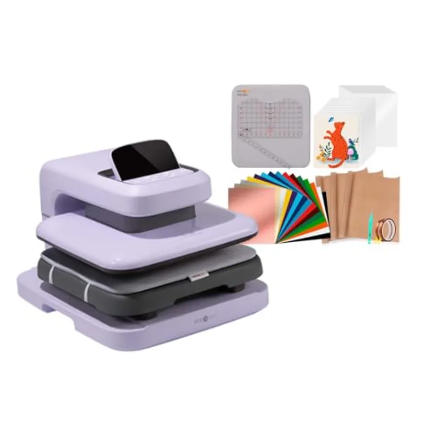 T-shirt heat press machine bundle: aluminum alloy, black, fast even heating with adjustable pressure and higher heating height
T-shirt heat press machine bundle: aluminum alloy, black, fast even heating with adjustable pressure and higher heating height