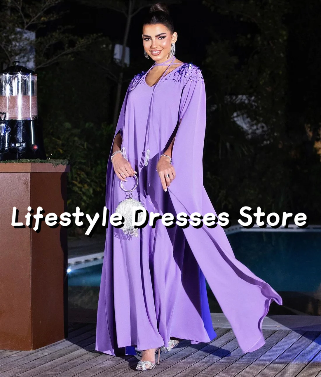 Lilac Robes Loose Beads Sequins Prom Dresses Long Slit Sleeve V Neck Evening Dress Party Gown vestidos para eventos especiales
Lilac Robes Loose Beads Sequins Prom Dresses Long Slit Sleeve V Neck Evening Dress Party Gown vestidos para eventos especiales