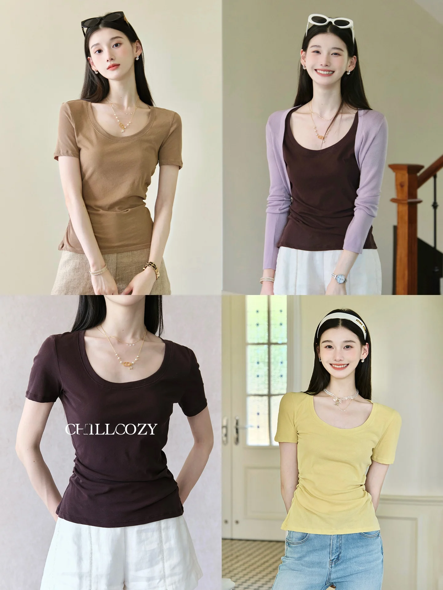 ChillCozy Женская облегающая футболка ort Sve из 00% хлопка Легкий летний топ с U-образным вырезом и круглым вырезом на шнуровке
ChillCozy Женская облегающая футболка ort Sve из 00% хлопка Легкий летний топ с U-образным вырезом и круглым вырезом на шнуровке