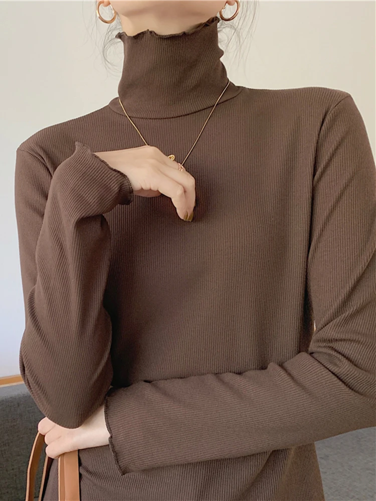2022 New Velvet Solid Knitted Slim Women's T-Shirts Spring Autumn Long Sleeve Turtleneck Bottoming Minimalist Shirts Tops Female
2022 New Velvet Solid Knitted Slim Women's T-Shirts Spring Autumn Long Sleeve Turtleneck Bottoming Minimalist Shirts Tops Female