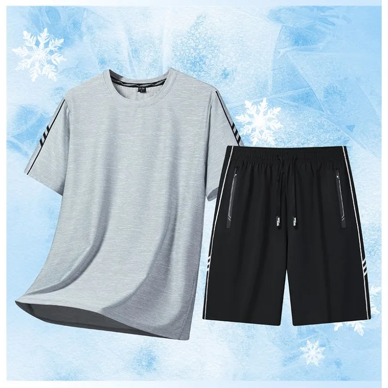 Summer Moisture Absorbing Quick Drying Lightweight Two-piece Set Casual Wear Men's Ice Silk Short Sleeved Shorts Sportswear Set
Summer Moisture Absorbing Quick Drying Lightweight Two-piece Set Casual Wear Men's Ice Silk Short Sleeved Shorts Sportswear Set