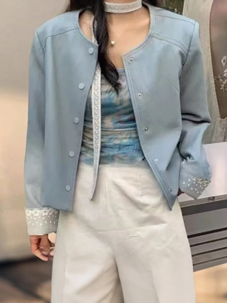 Lace Trim Patchwork Candy Colored Women's Jaet Leather Coat Spring 2025 High Faion Versatile Top Button Decorated Commute...
Lace Trim Patchwork Candy Colored Women's Jaet Leather Coat Spring 2025 High Faion Versatile Top Button Decorated Commute...