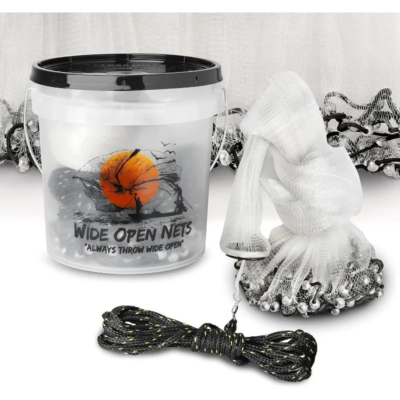 Hand Cast Net - Casting Nets for Fishing - Premium Fish Traps for Large Minnow Bait - Bait Net for Lakes, Rivers, Ocean,
Hand Cast Net - Casting Nets for Fishing - Premium Fish Traps for Large Minnow Bait - Bait Net for Lakes, Rivers, Ocean,