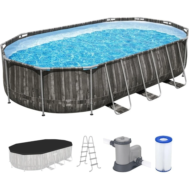 20’ x 12’ x 48” Above Ground Pool, Oval Metal Frame Outdoor Swimming Pool Set with Filter Pump, Ladder, and Cover
20’ x 12’ x 48” Above Ground Pool, Oval Metal Frame Outdoor Swimming Pool Set with Filter Pump, Ladder, and Cover