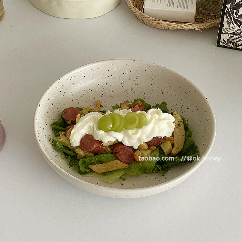 Vintage Splash Ink Dot Large Ceramic Plate ins Matte 8.5 Inch Deep Plate Vegetable Plate Salad Soup
Vintage Splash Ink Dot Large Ceramic Plate ins Matte 8.5 Inch Deep Plate Vegetable Plate Salad Soup